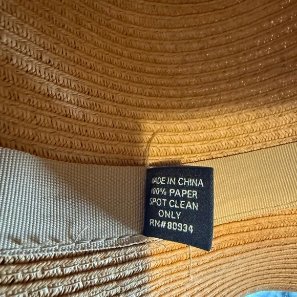 August Hat Company Straw Sun Hat with Beige Band and Floral Beaded Accent OS - Picture 10 of 10
